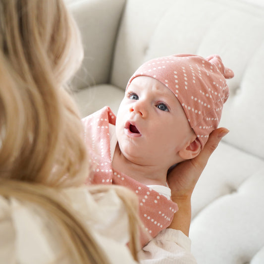 Extra Soft Top Knot Hat: Desert Dots