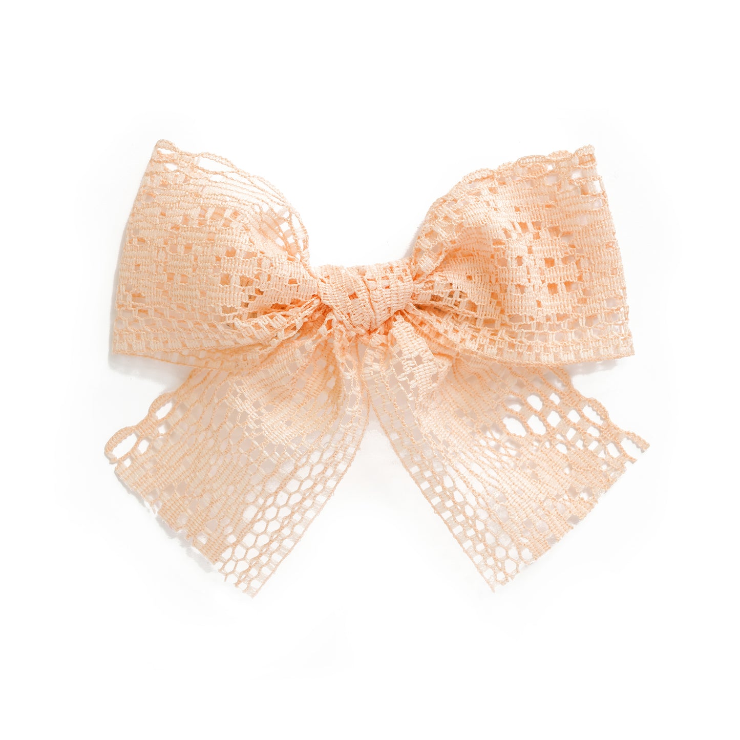 village baby harper bow light peach lace clip headband 