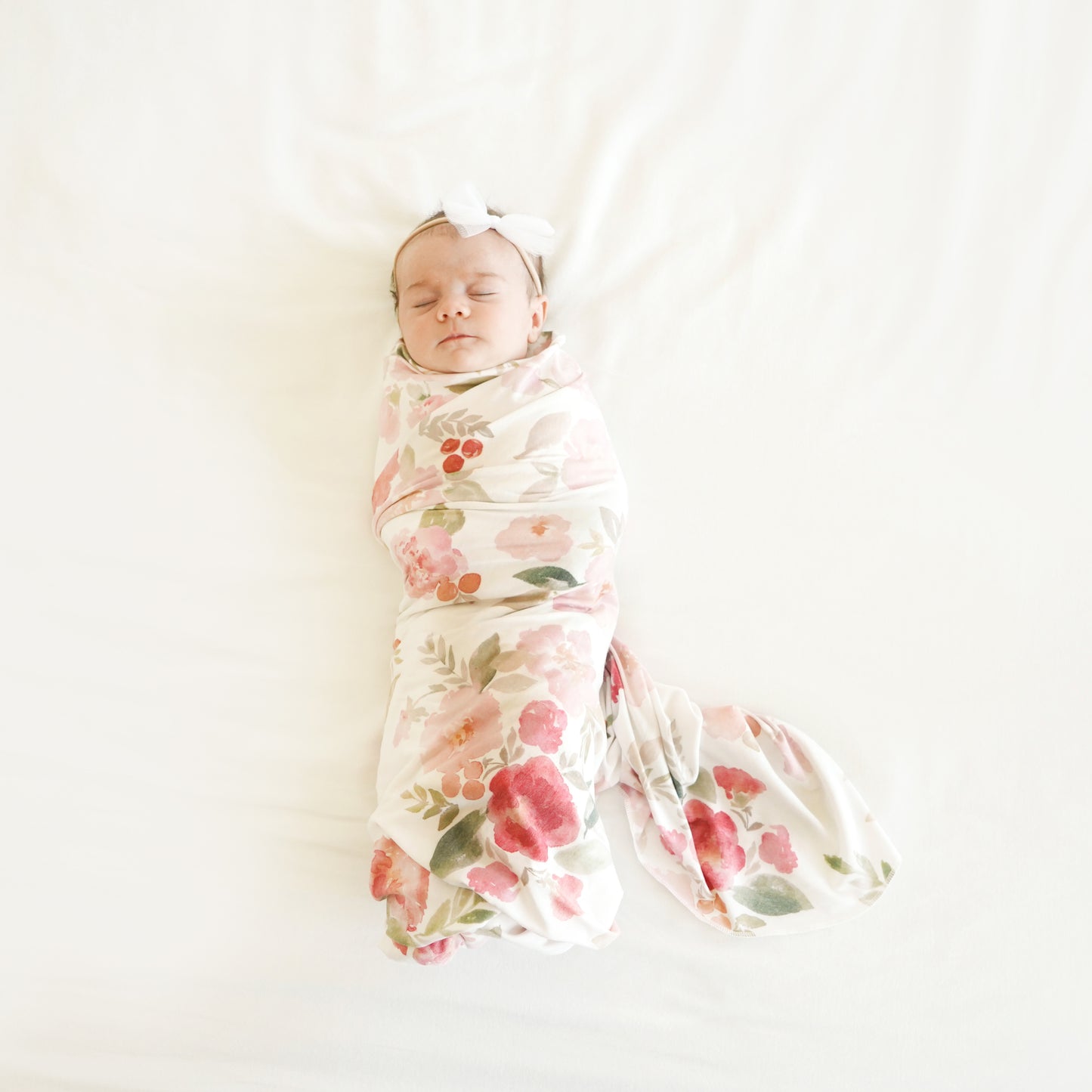 Extra Soft Stretchy Knit Swaddle Blanket: Painted Petals