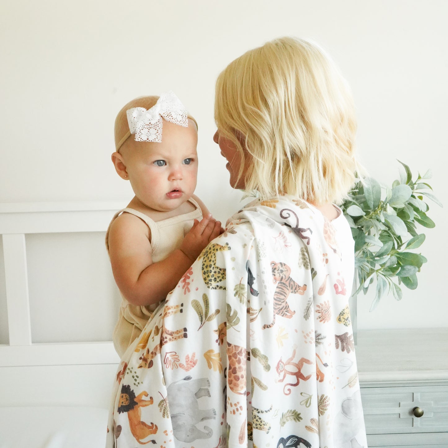 Extra Soft Stretchy Knit Swaddle Blanket: Wild Safari