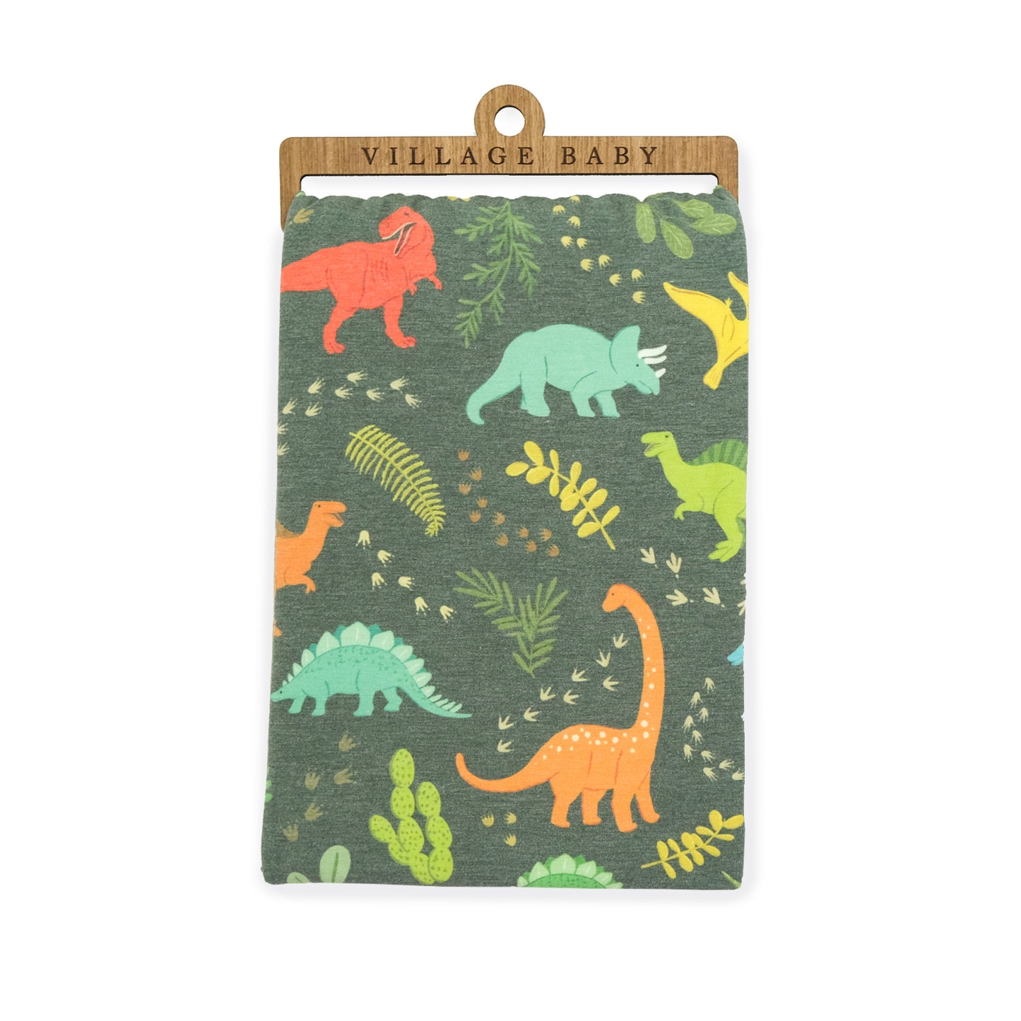 Extra Soft Stretchy Knit Swaddle Blanket: Jurassic Tracks