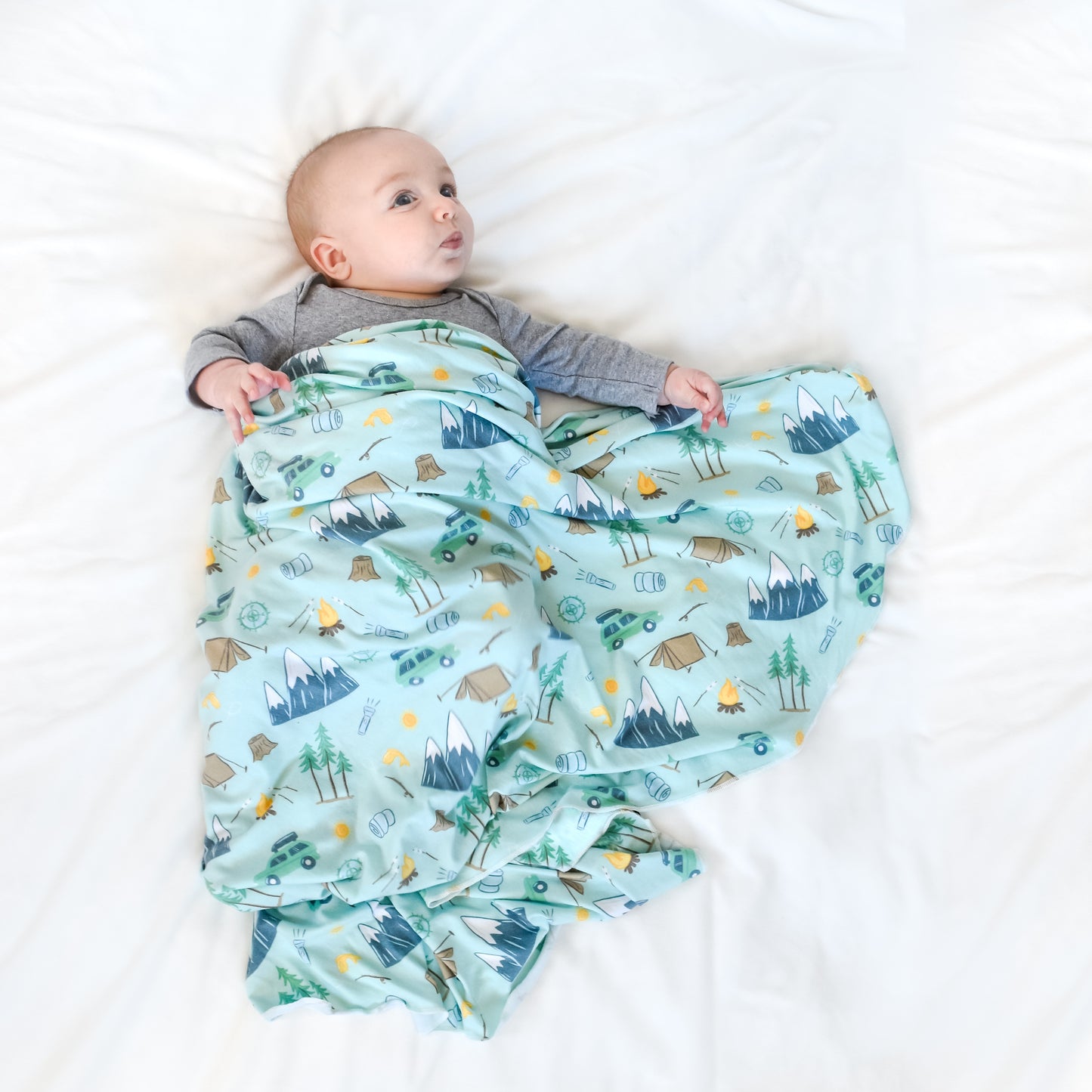 Extra Soft Stretchy Knit Swaddle Blanket: Outdoor Adventure