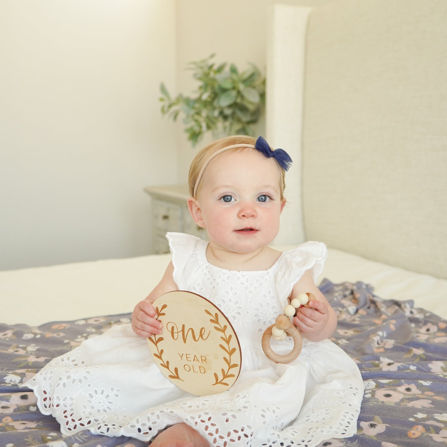 One Year Old Sign: Graceful Greenery