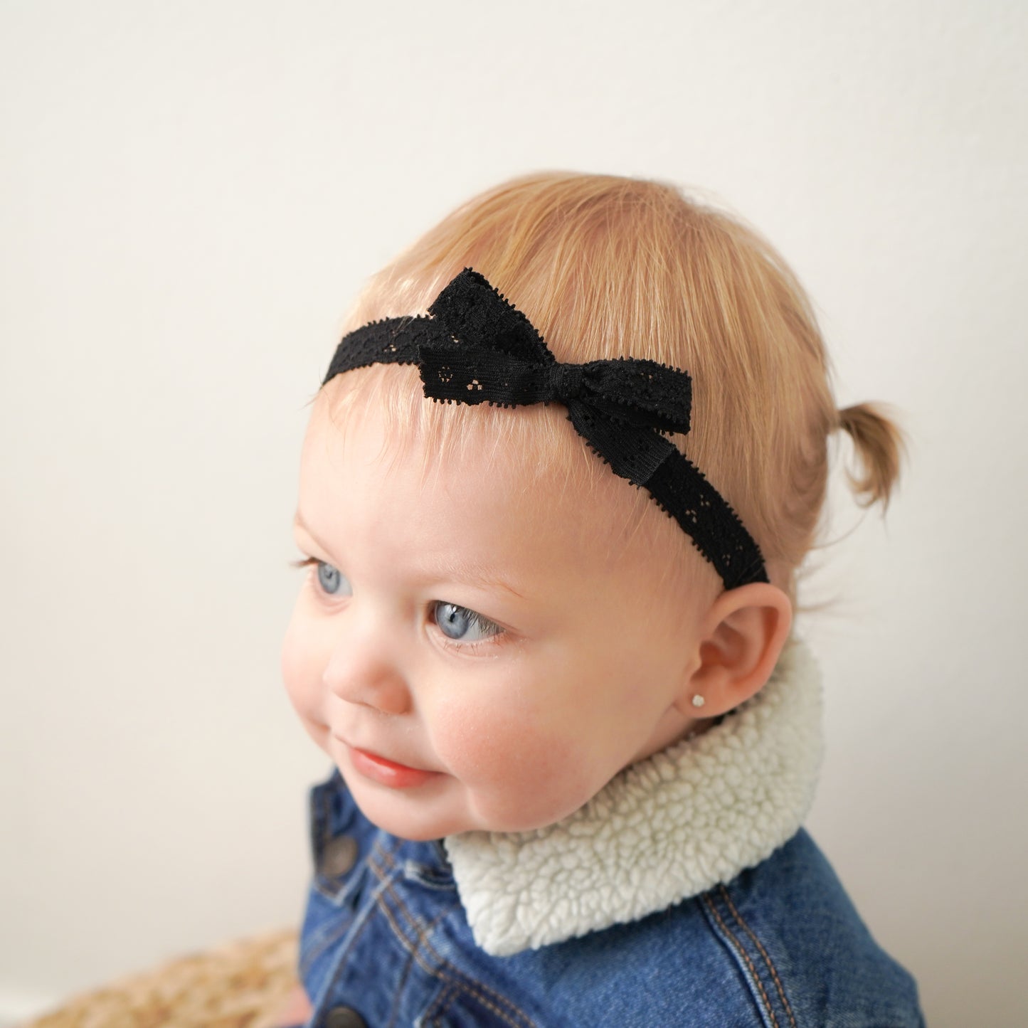 Stretch Lace Bow Headband for Babies: Wren