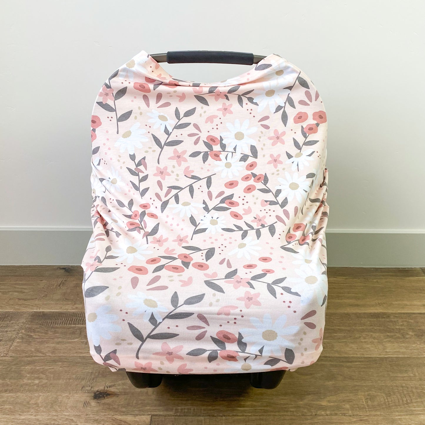 Extra Soft and Stretchy Nursing and Carseat Cover: Peach Posey