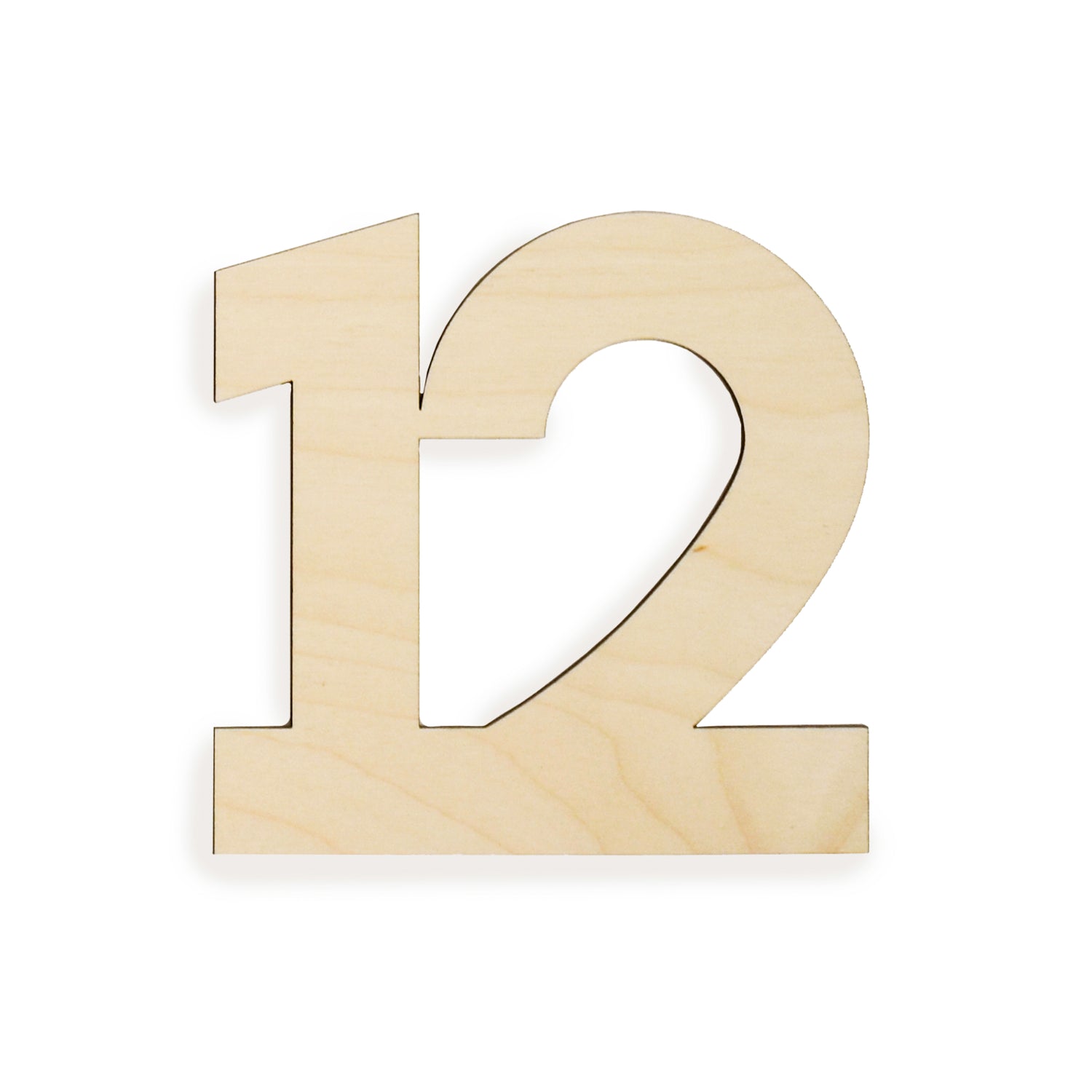 up close of number twelve cutout of wood for monthly milestone marker photo prop
