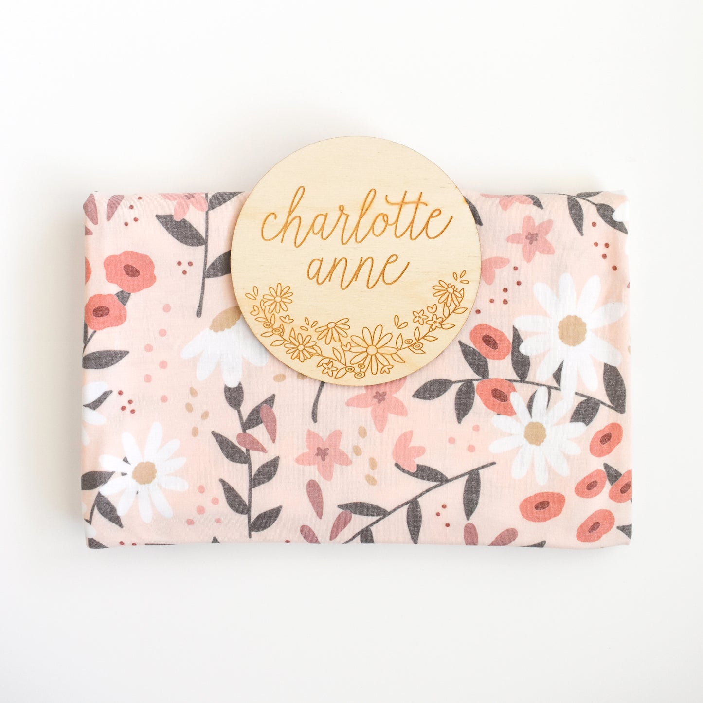 stretch knit swaddle blanket with custom name sign