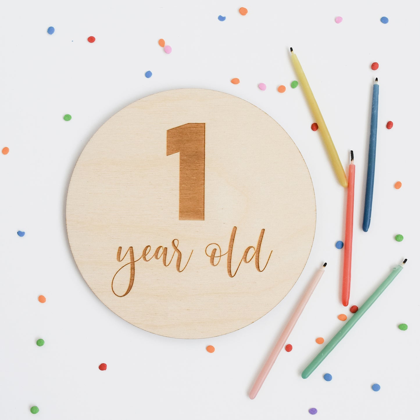 One Year Old Sign: Number Script
