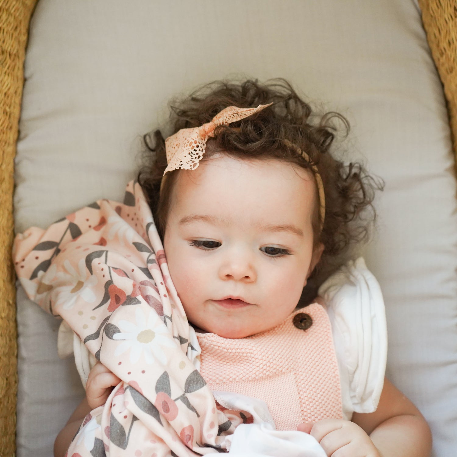 Extra Soft Stretchy Knit Swaddle Blanket Peach Posey Village Baby