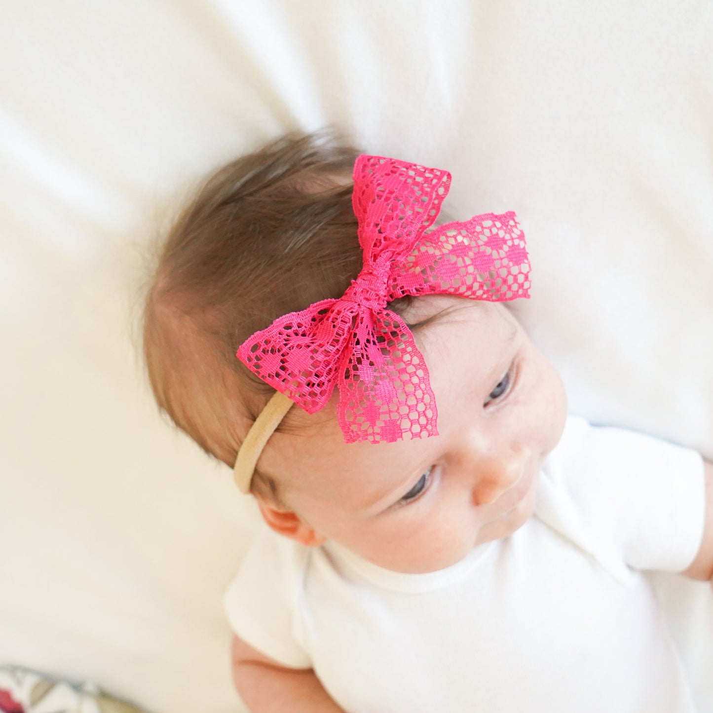 baby pink lace headband one size fits all hot pink