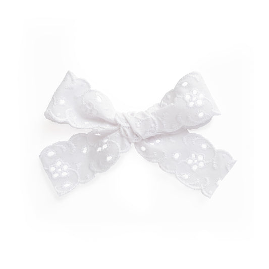 Village Baby White Lace Charlotte Bow little girl clip