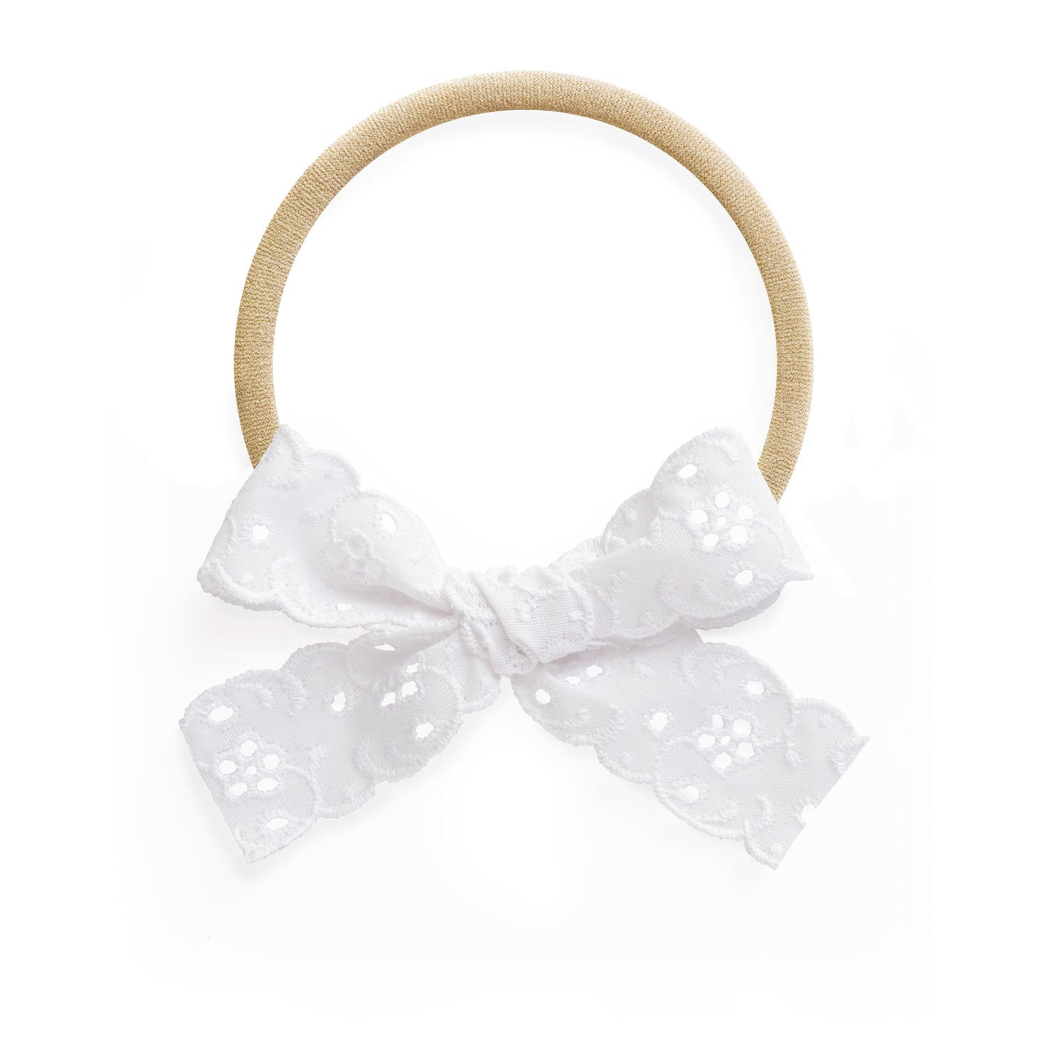 Village Baby White Lace Charlotte Bow stretch headband newborn