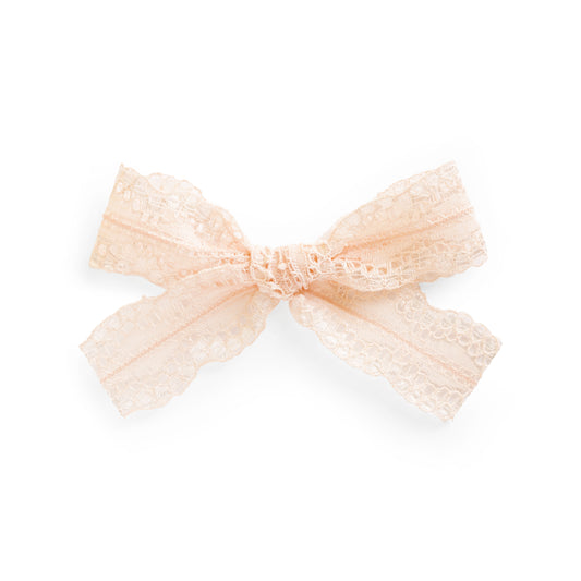 village baby peach light orange Evelyn lace bow for babies and big girls