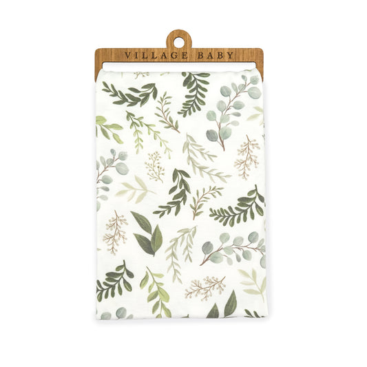 Extra Soft Stretchy Knit Swaddle Blanket: Graceful Greenery