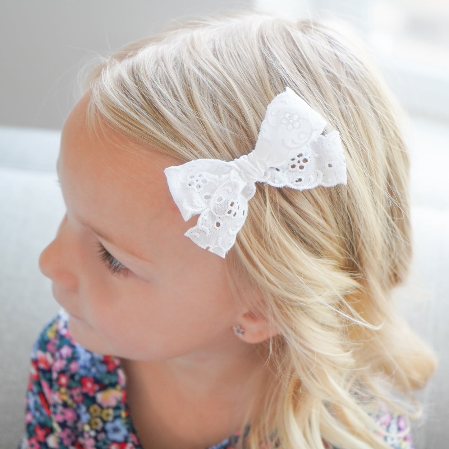 Cute Bow Accessory for little girl: Village Baby white Charlotte Bow