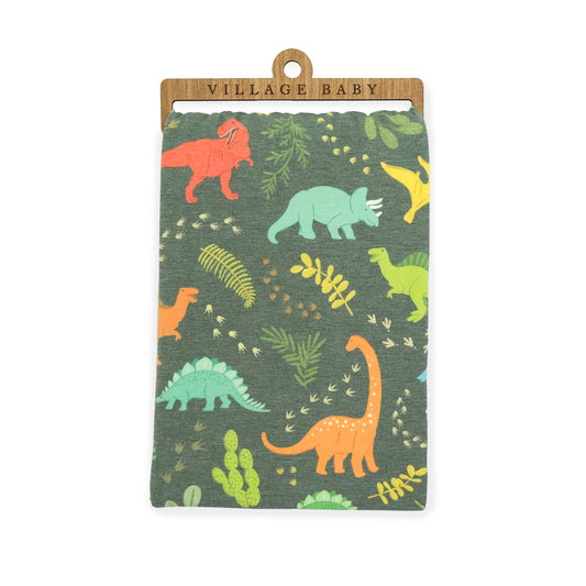 Extra Soft Stretchy Knit Swaddle Blanket: Jurassic Tracks