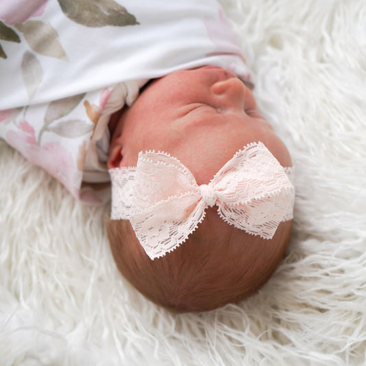 Stretch Lace Bow Headband for Babies: London