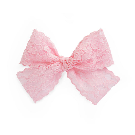 village baby pink lace Lucy bow for big girls and babies