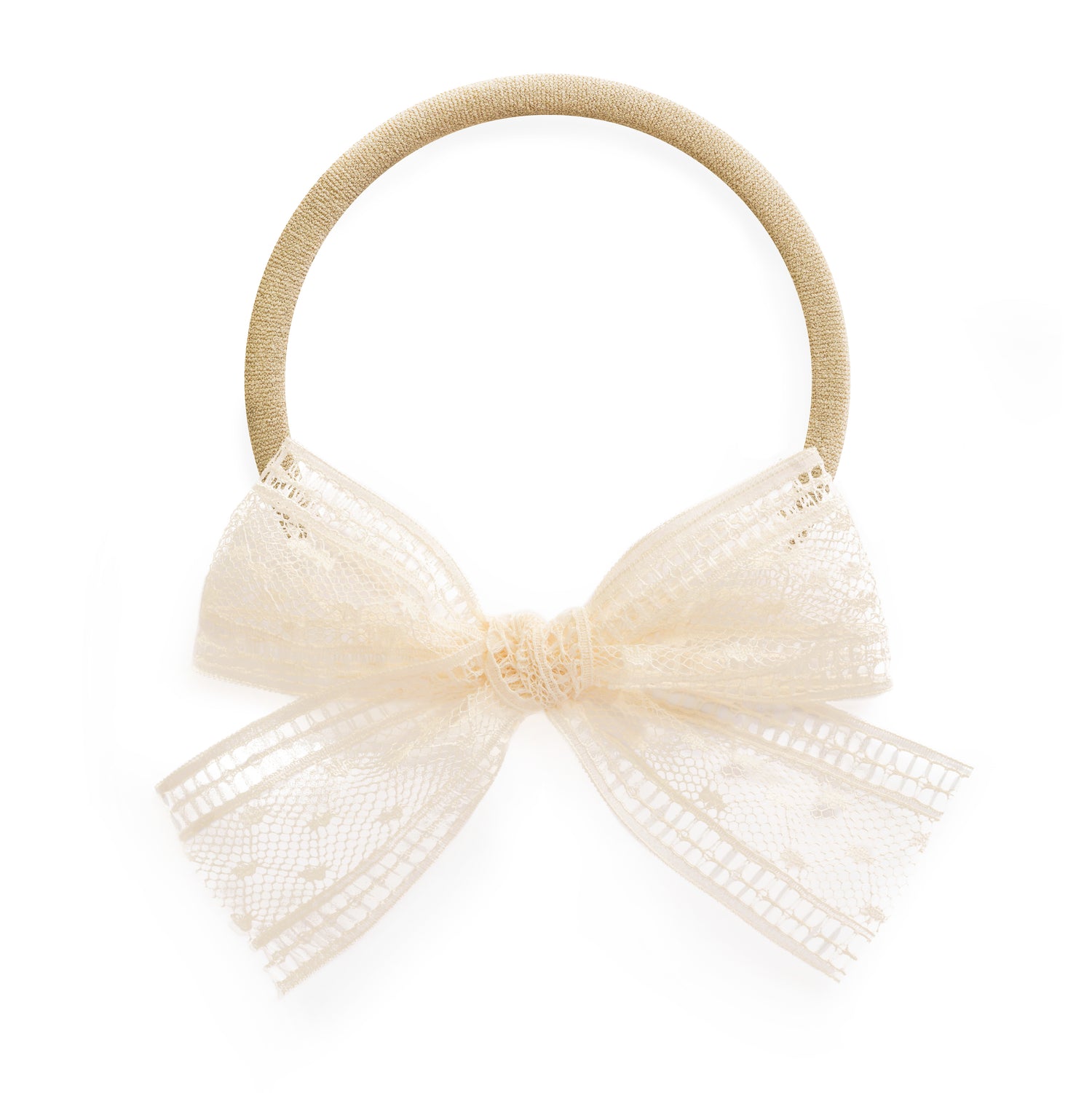 Village Baby Cream Millie Lace hair stretch nylon headband for babies and girls