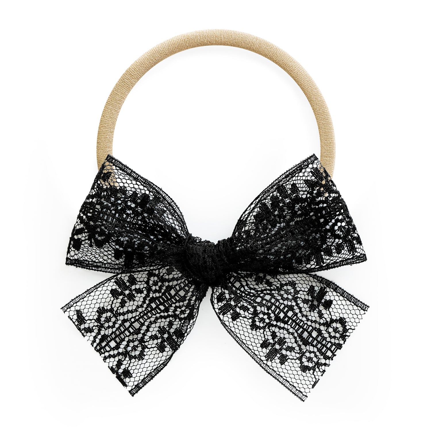 village baby stretchy headband with black delicate lace