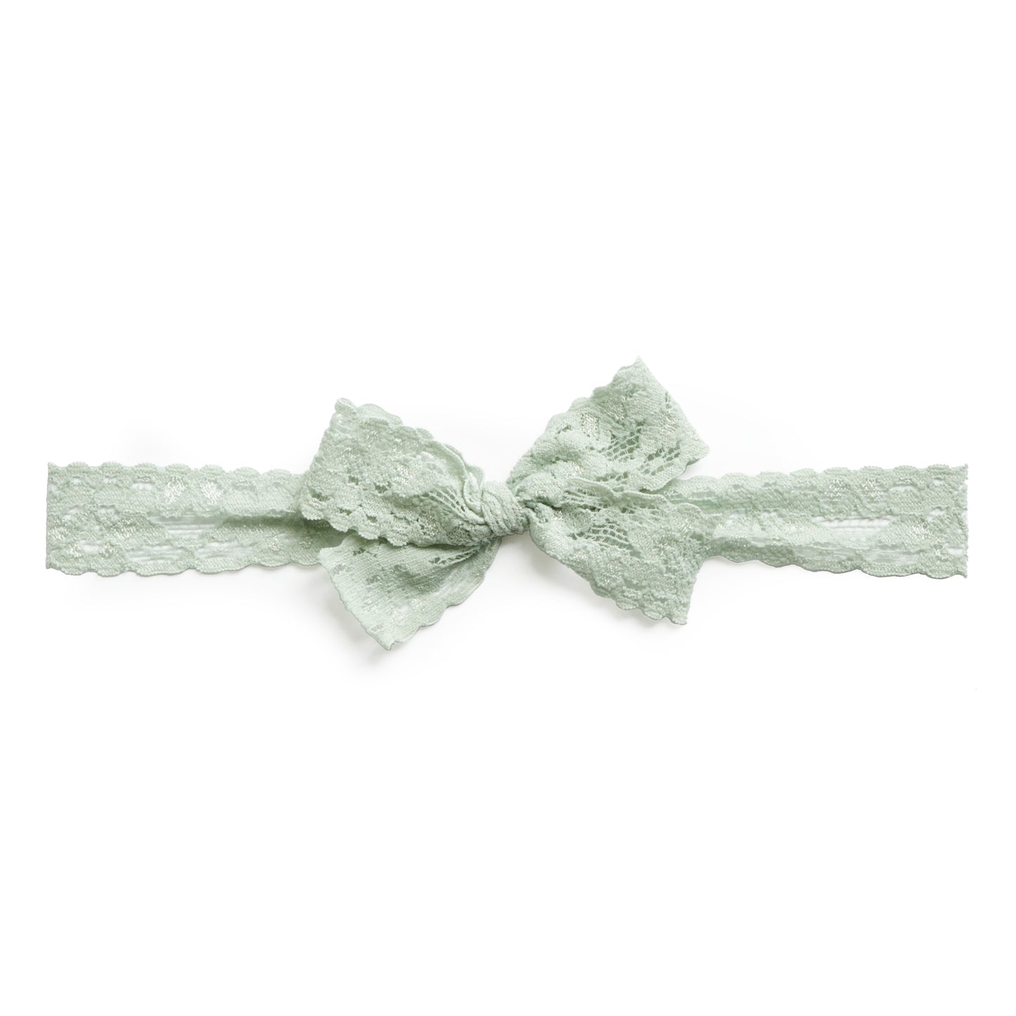 Stretch Lace Bow Headband for Babies: Sage