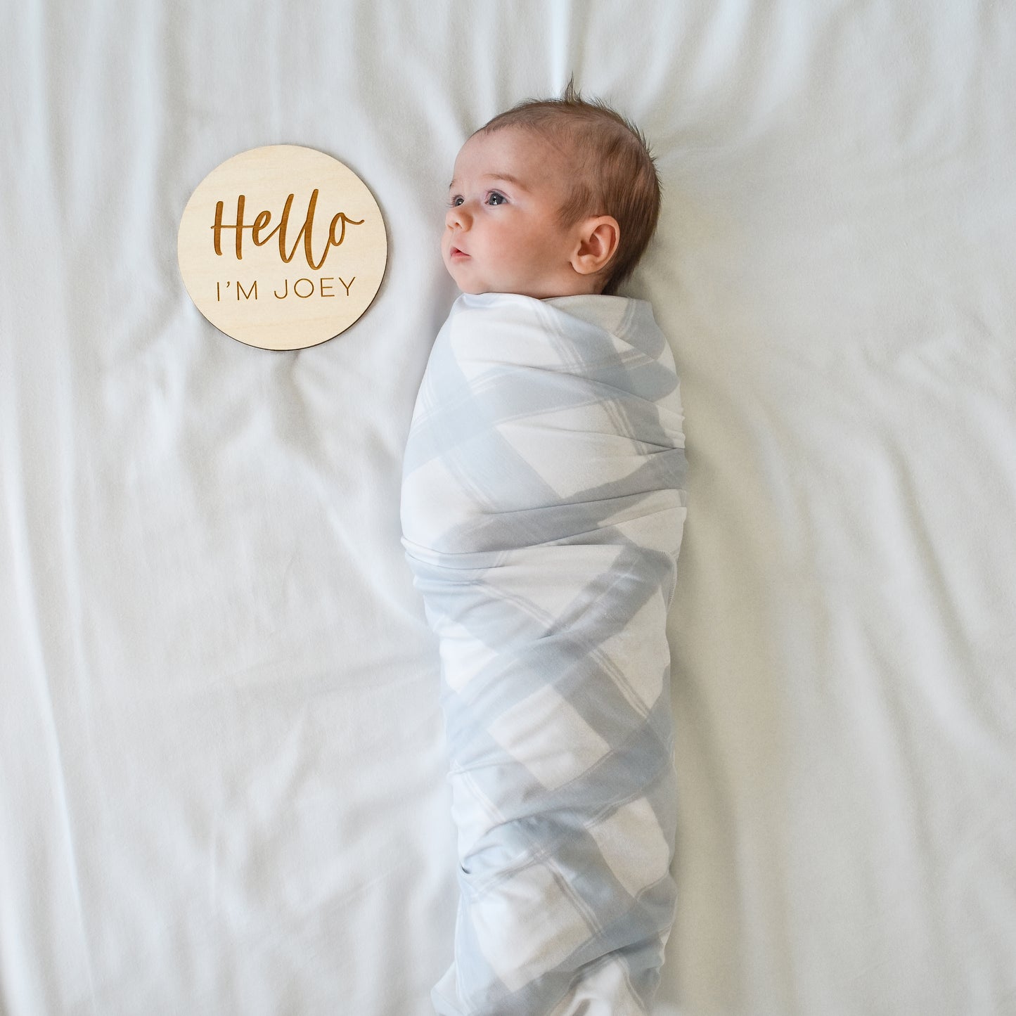 Extra Soft Stretchy Knit Swaddle Blanket: French Gingham