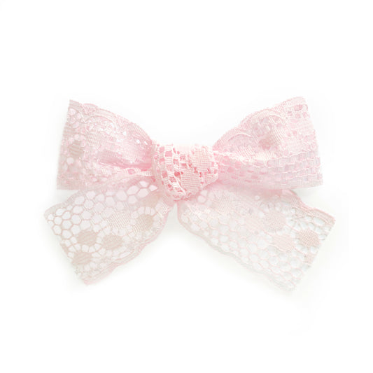 light pink little girls clip in bow sophie lace modern cute