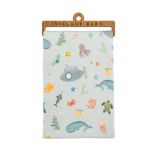 Extra Soft Stretchy Knit Swaddle Blanket: Underwater Adventure