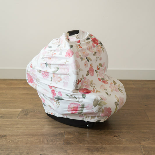 Extra Soft and Stretchy Nursing and Carseat Cover: Painted Petals