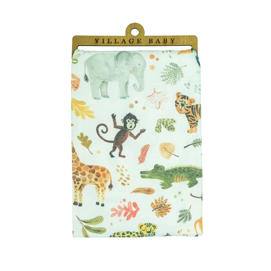 Extra Soft Stretchy Knit Swaddle Blanket: Wild Safari