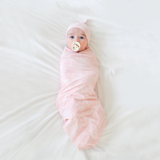 Extra Soft Stretchy Knit Swaddle Blanket: Perfectly Pink