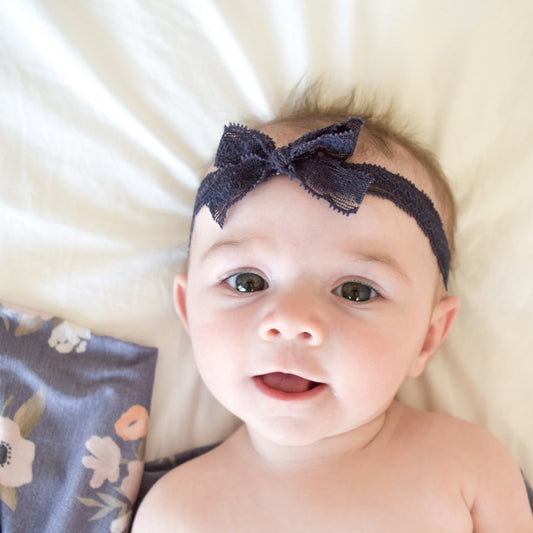Stretch Lace Bow Headband for Babies: Blake