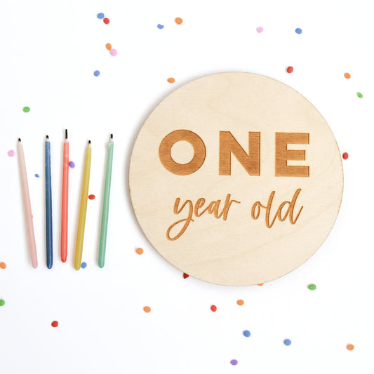 One Year Old Sign: Bold Script