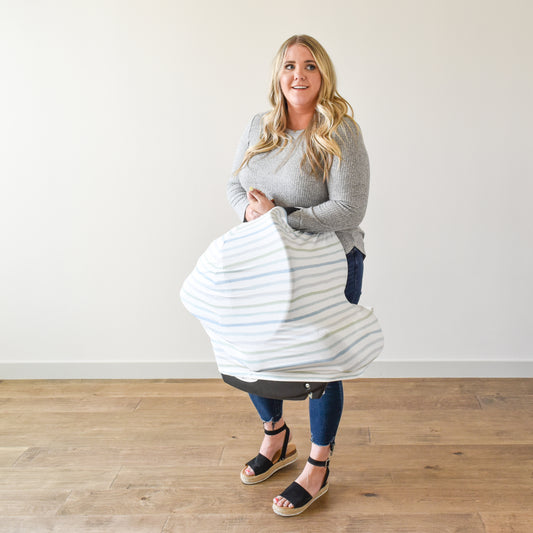 Extra Soft and Stretchy Nursing and Carseat Cover: Dapper Stripes