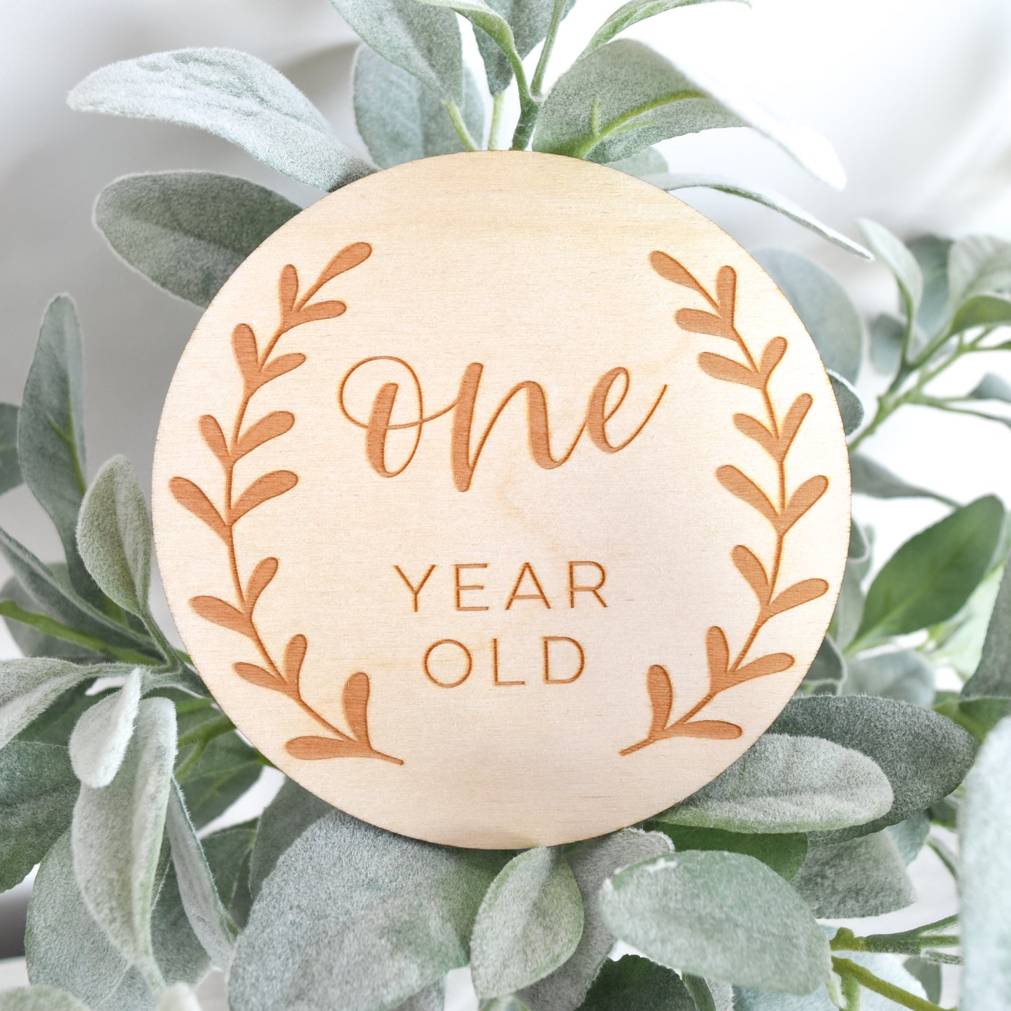 One Year Old Sign: Graceful Greenery