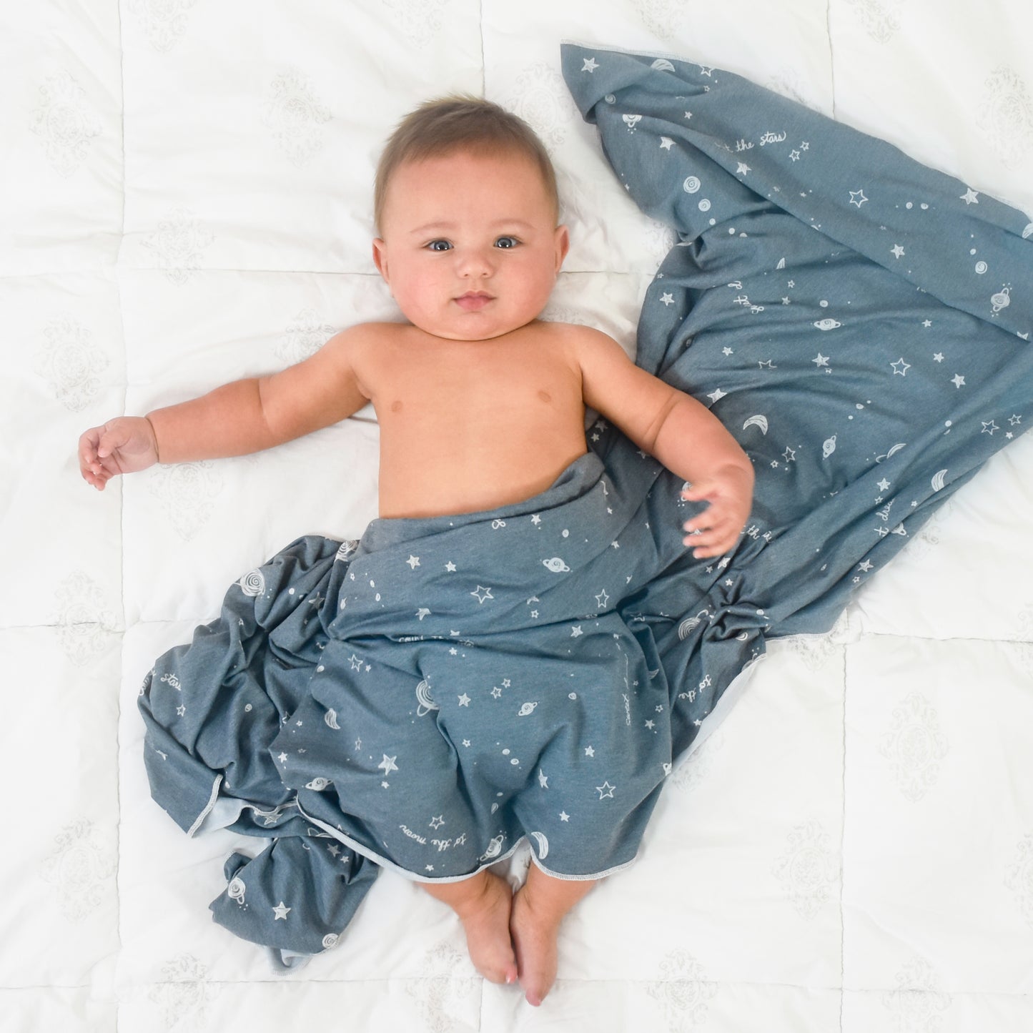 Extra Soft Stretchy Knit Swaddle Blanket: Starry Dreams