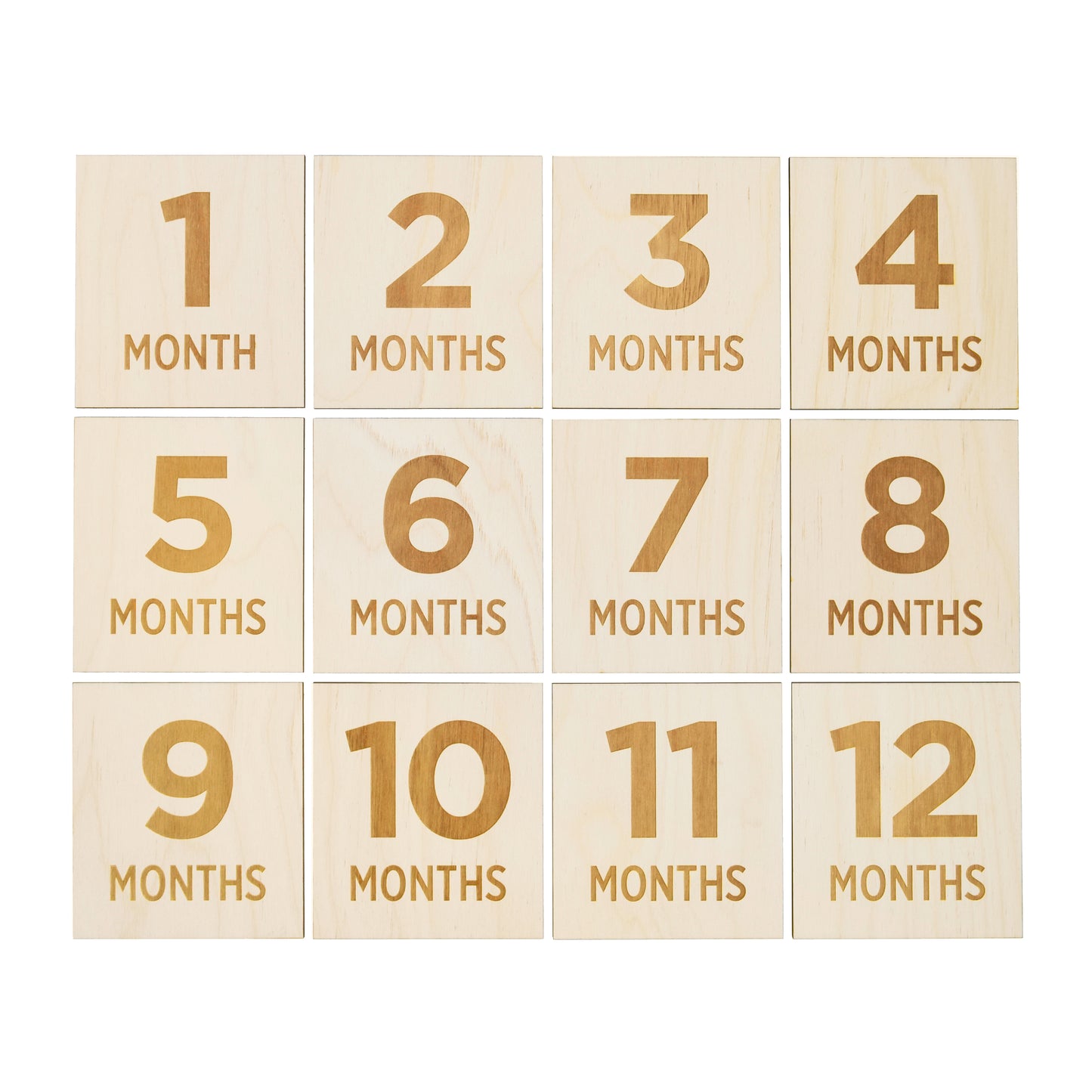 baby milestone gift set with calendar looking month tiles