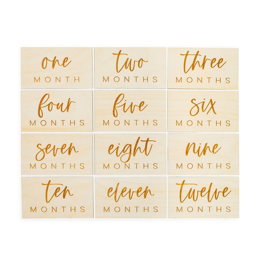 rectangle set of engraved wood baby milestone plaques