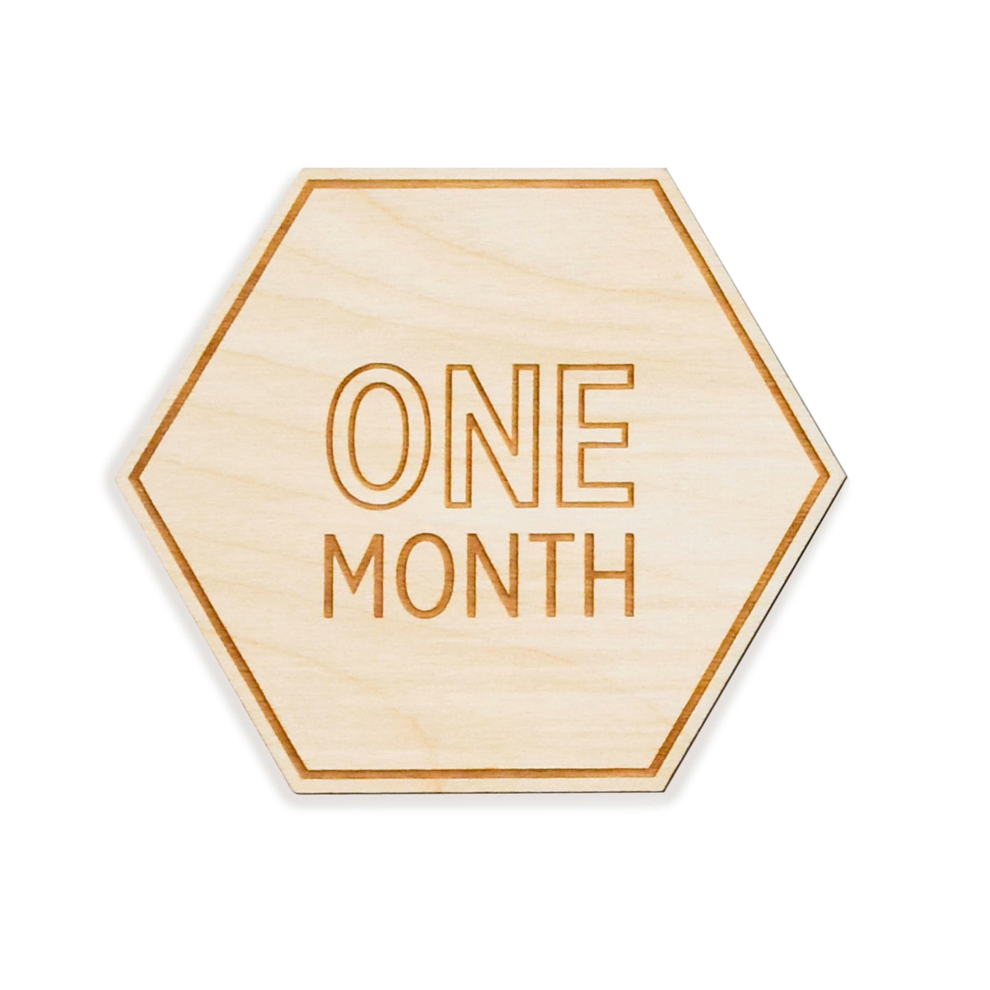 one month milestone engraved wood plaque disc sign gift set