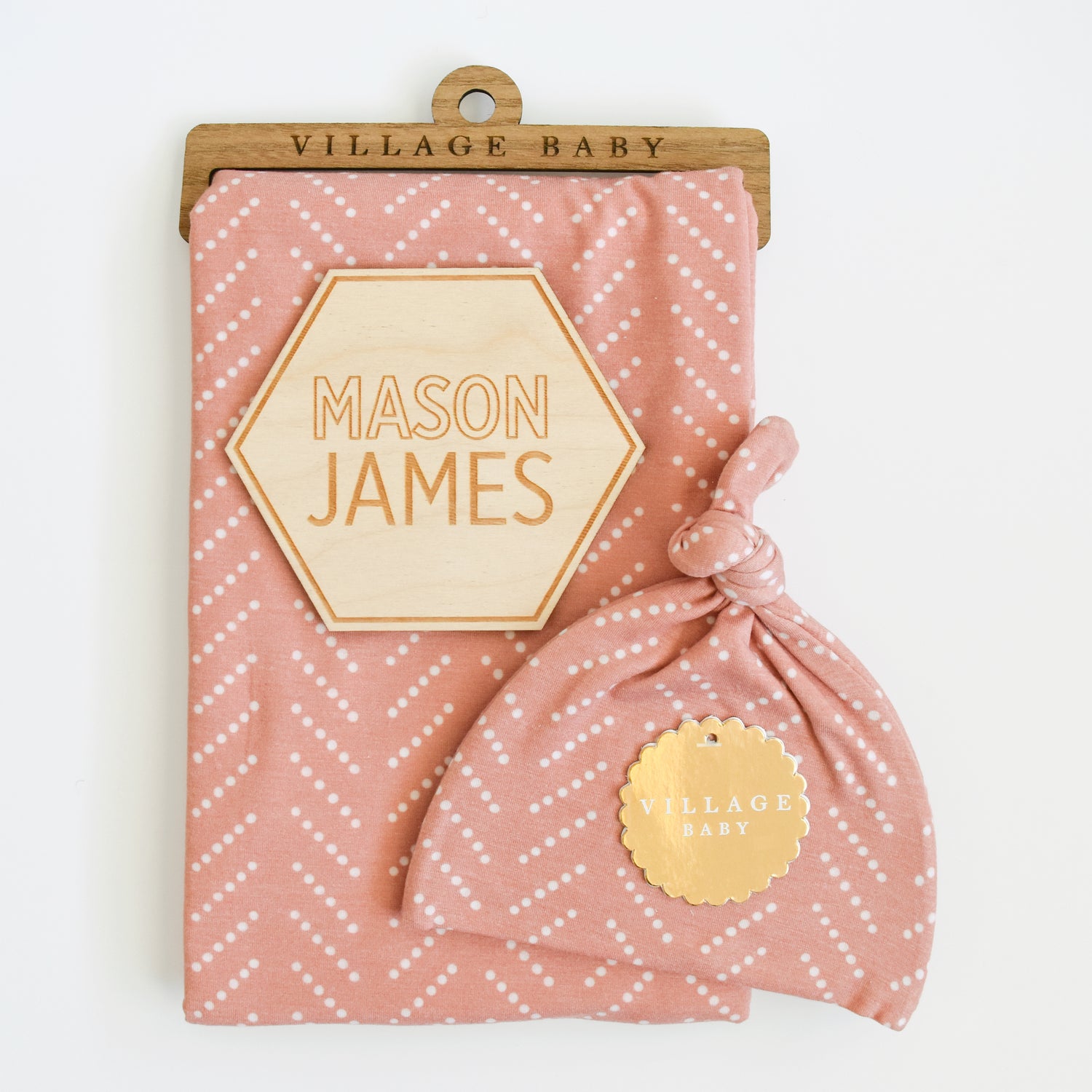 desert dots unisex baby swaddle hat and sign set