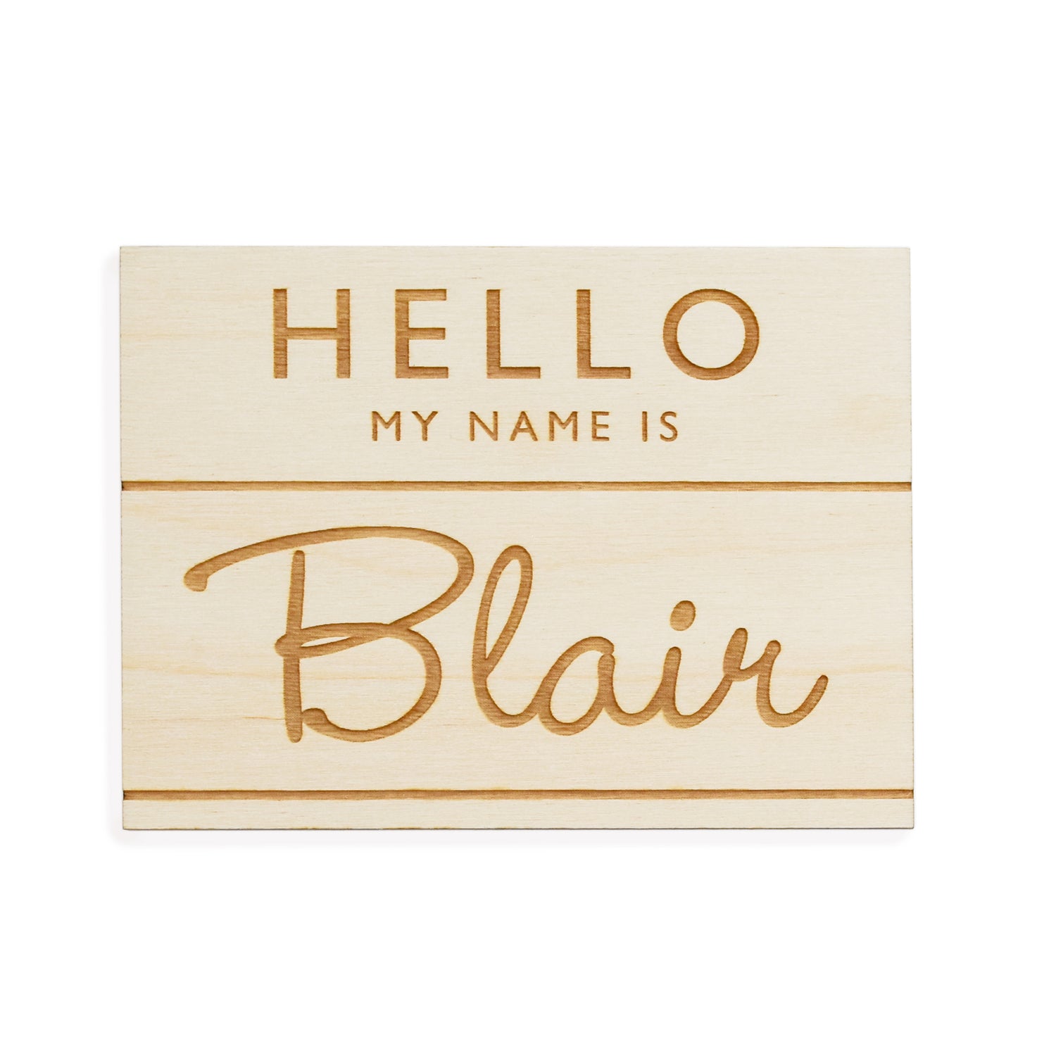 village baby custom name engraved wood sign badge