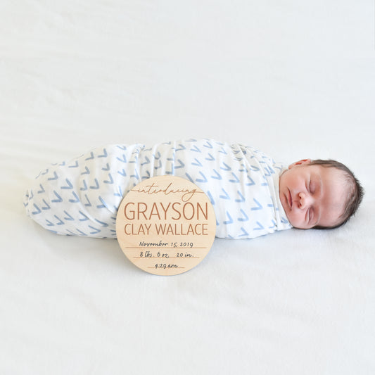 fill in your own baby birth weight and length custom wood name sign