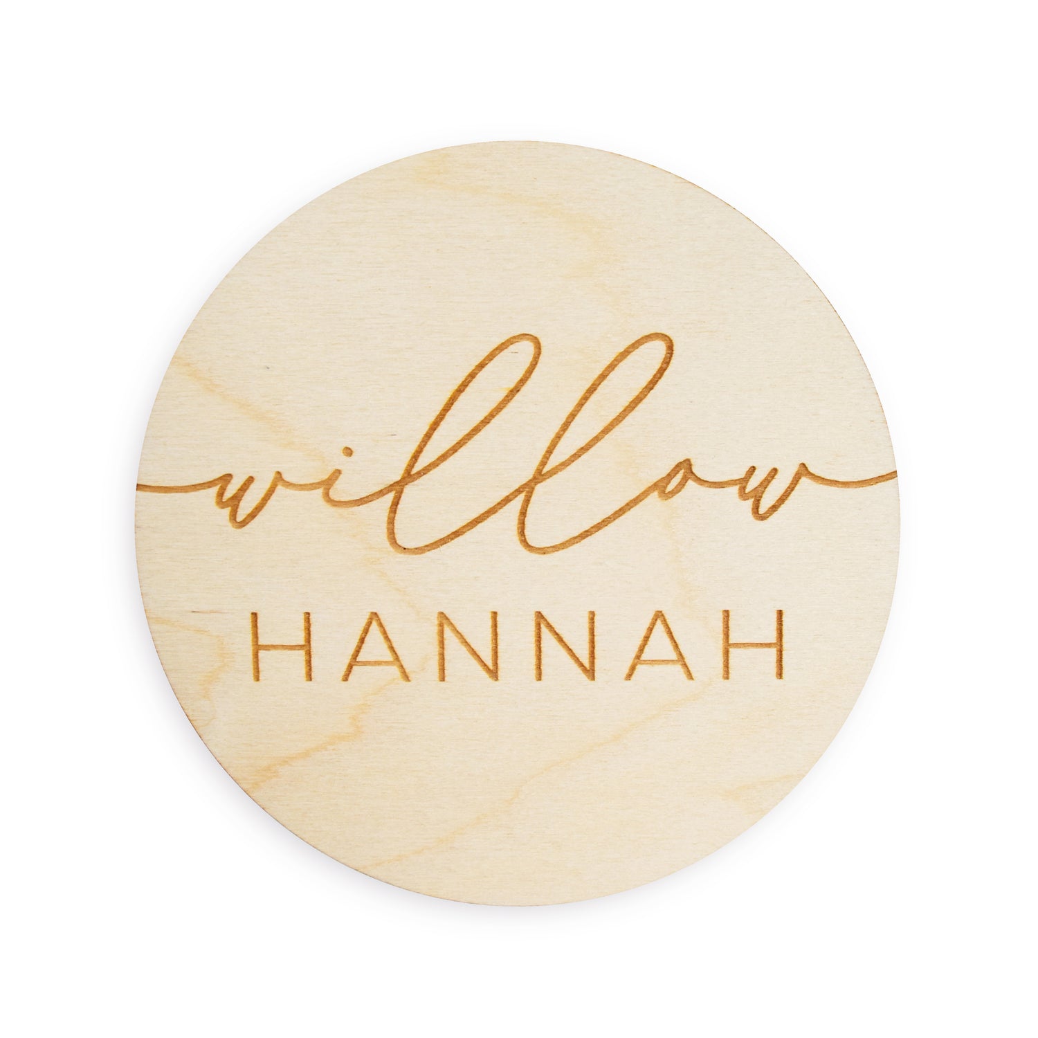 village baby custom engraved baby name wood sign simple script and san seraph font
