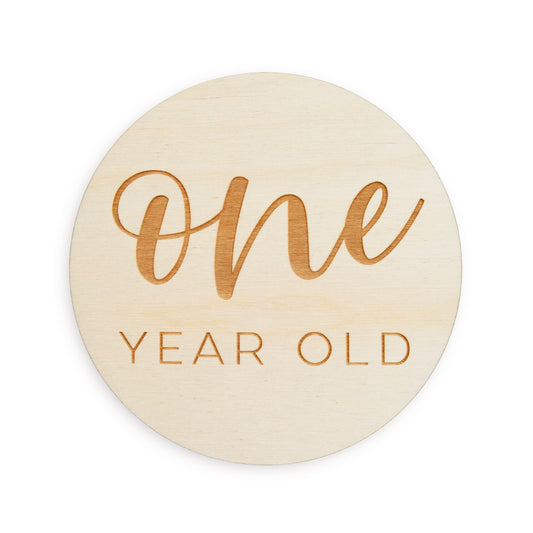 One Year Old Sign: Cheerful Script