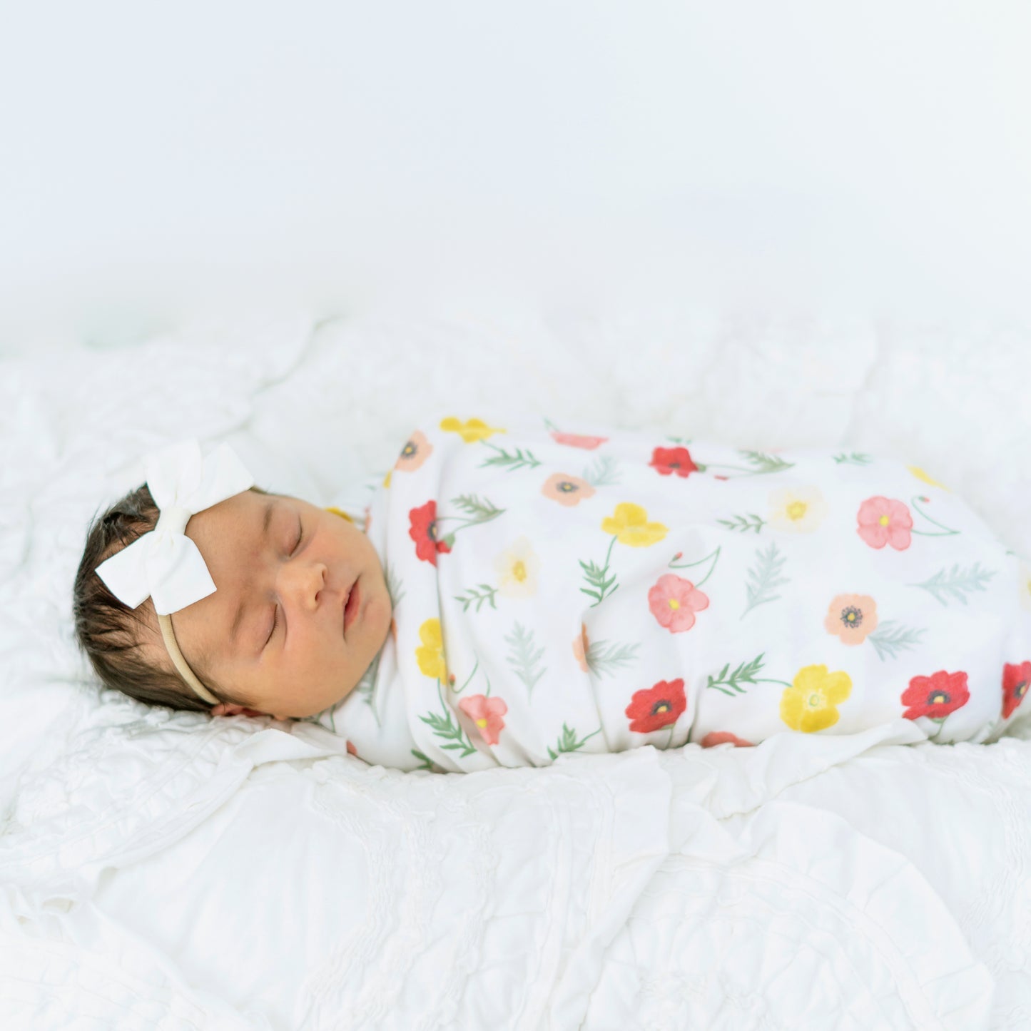 Extra Soft Stretchy Knit Swaddle Blanket: Playful Poppies