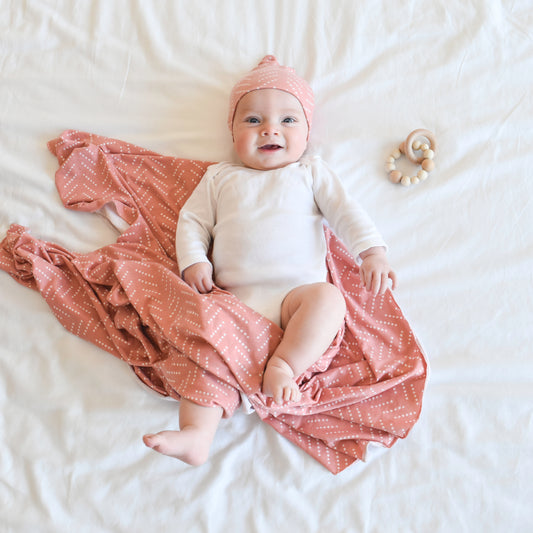 Extra Soft Stretchy Knit Swaddle Blanket: Desert Dots